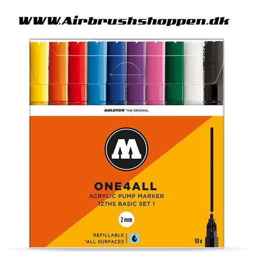 2 mm - ONE4ALL 127HS BASIC-SET 1 - Med 10 Tuscher - 200450